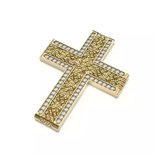 G0495 gold cross pendant with diamonds
