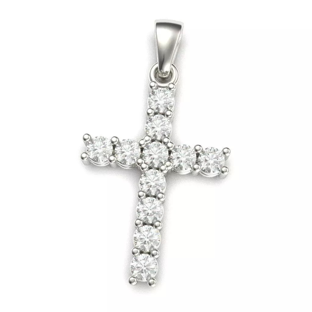 G0493 diamond cross pendant 3D print model_0