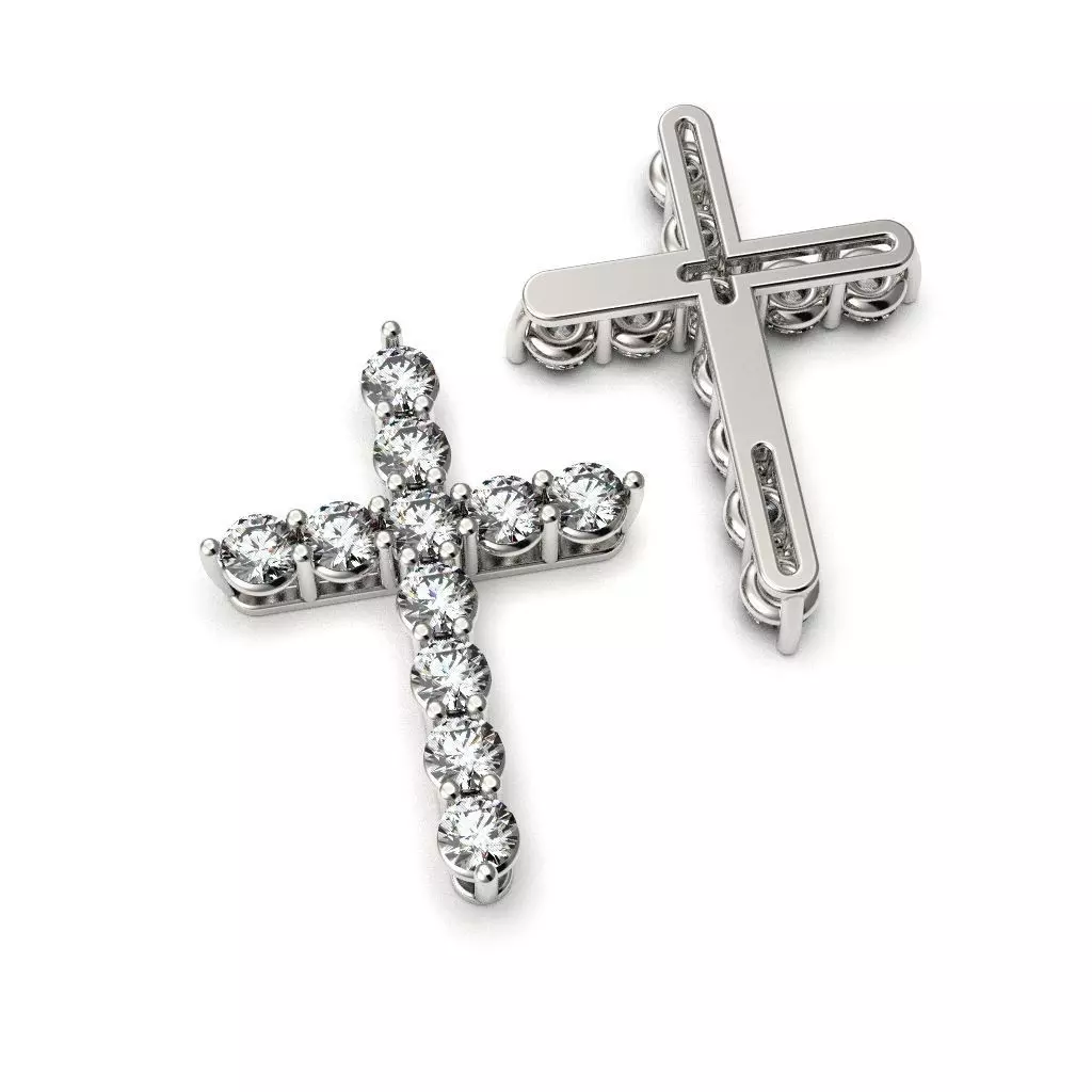 G0492 two diamond cross pendants 3D print model_0