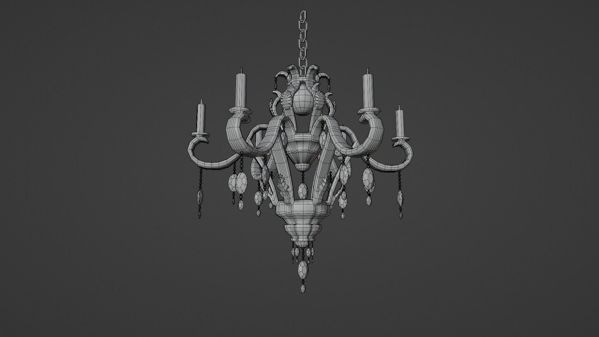 Candle Chandelier 3D model_9