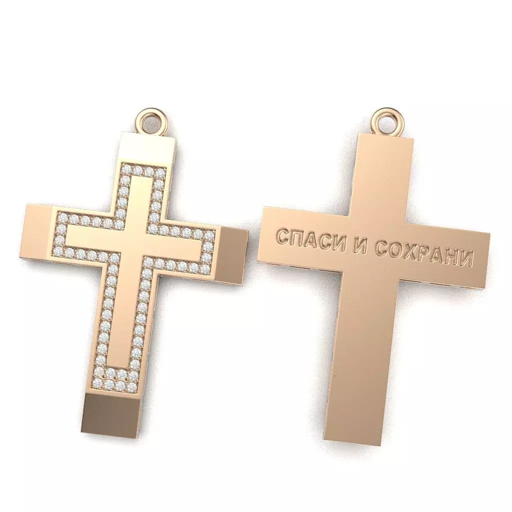 G0486 two gold cross pendants with diamonds 3D print model