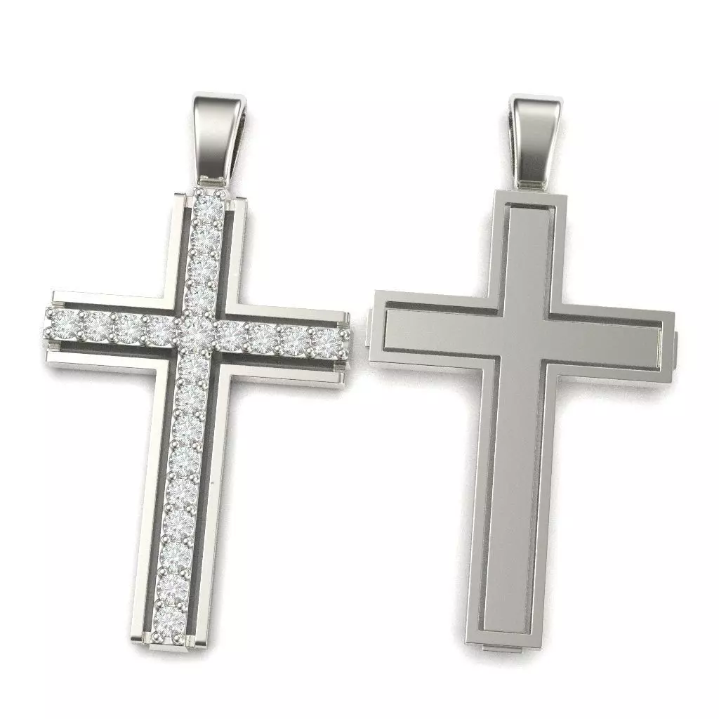 G0483 two cross pendants with diamonds 3D print model