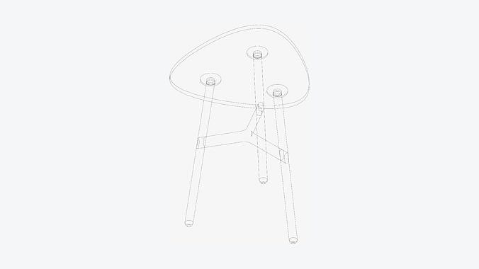Table - Timberline - Standing - Rounded - Triangle - Small Low-poly 3D model 4