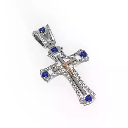 G0476 cross pendant with sapphires