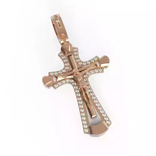 G0475 rose gold cross pendant with diamonds