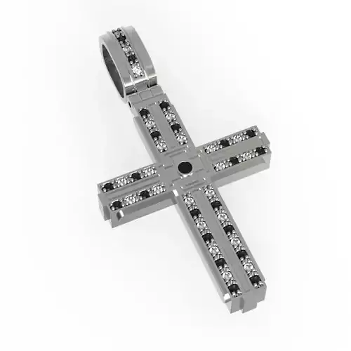 G0473 silver cross pendant with diamonds