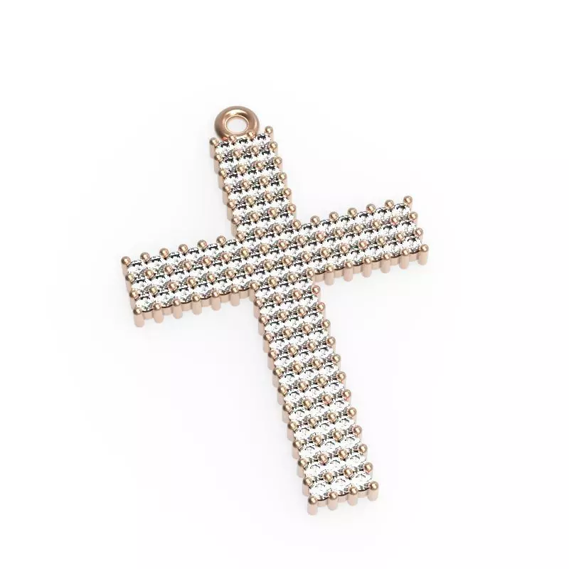 G0471 rose gold cross pendant with diamonds 3D print model_0