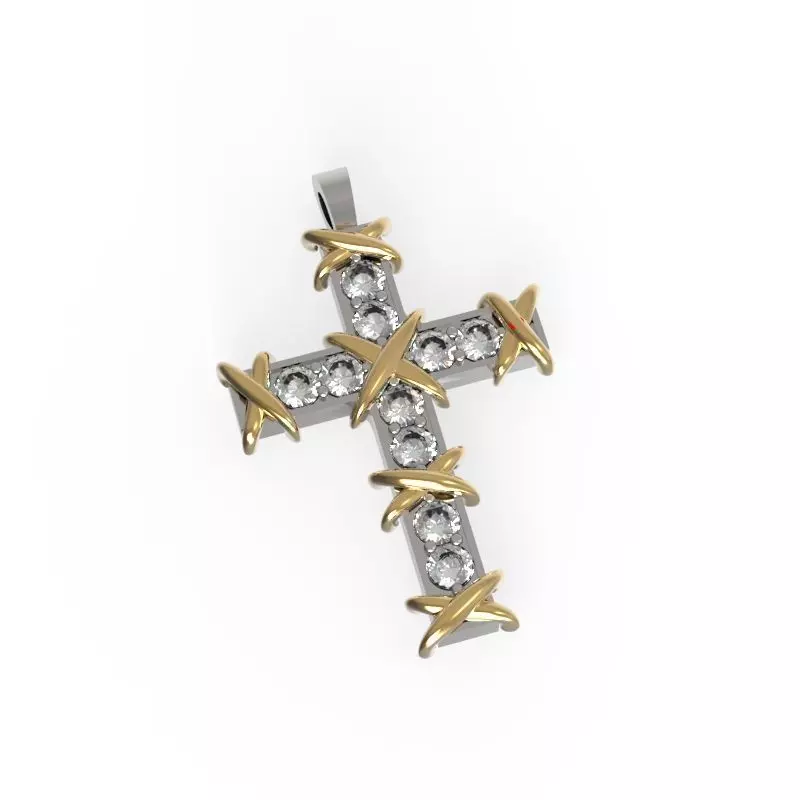 G0469 gold and silver cross pendant 3D print model