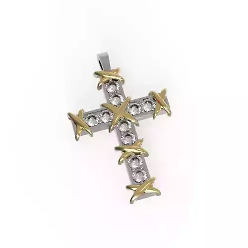 G0469 gold and silver cross pendant
