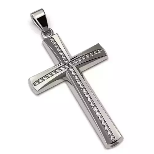 G0464 sterling silver cross pendant with diamonds