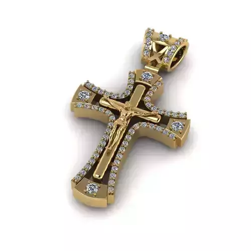 G0459 gold cross pendant with diamonds