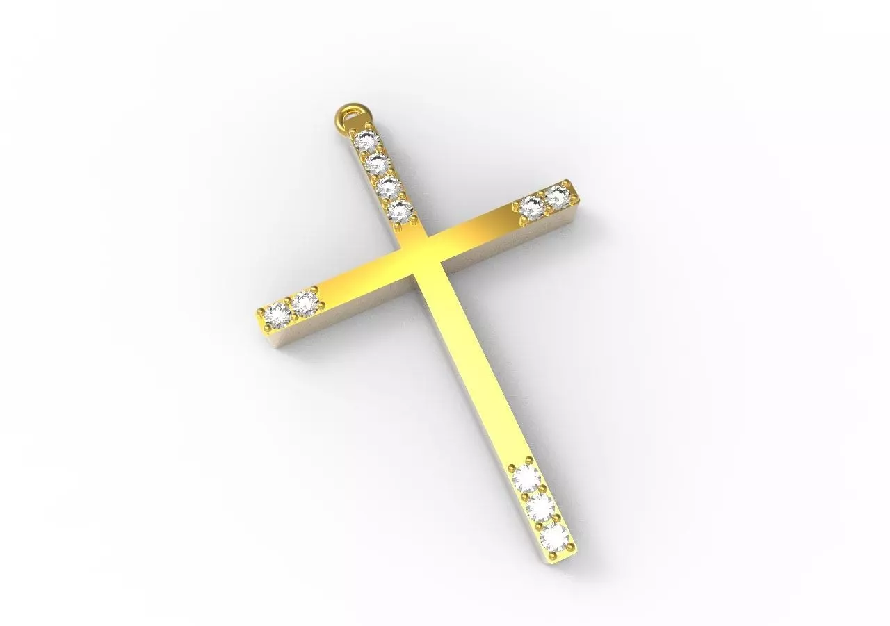 G0455 gold cross with diamonds Free 3D print model