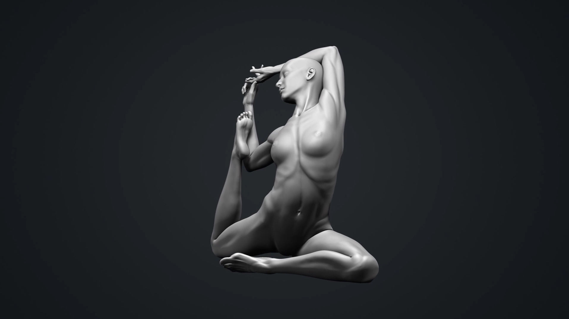 Anatomy Study Yoga Pose Mermaid 3D print model_4