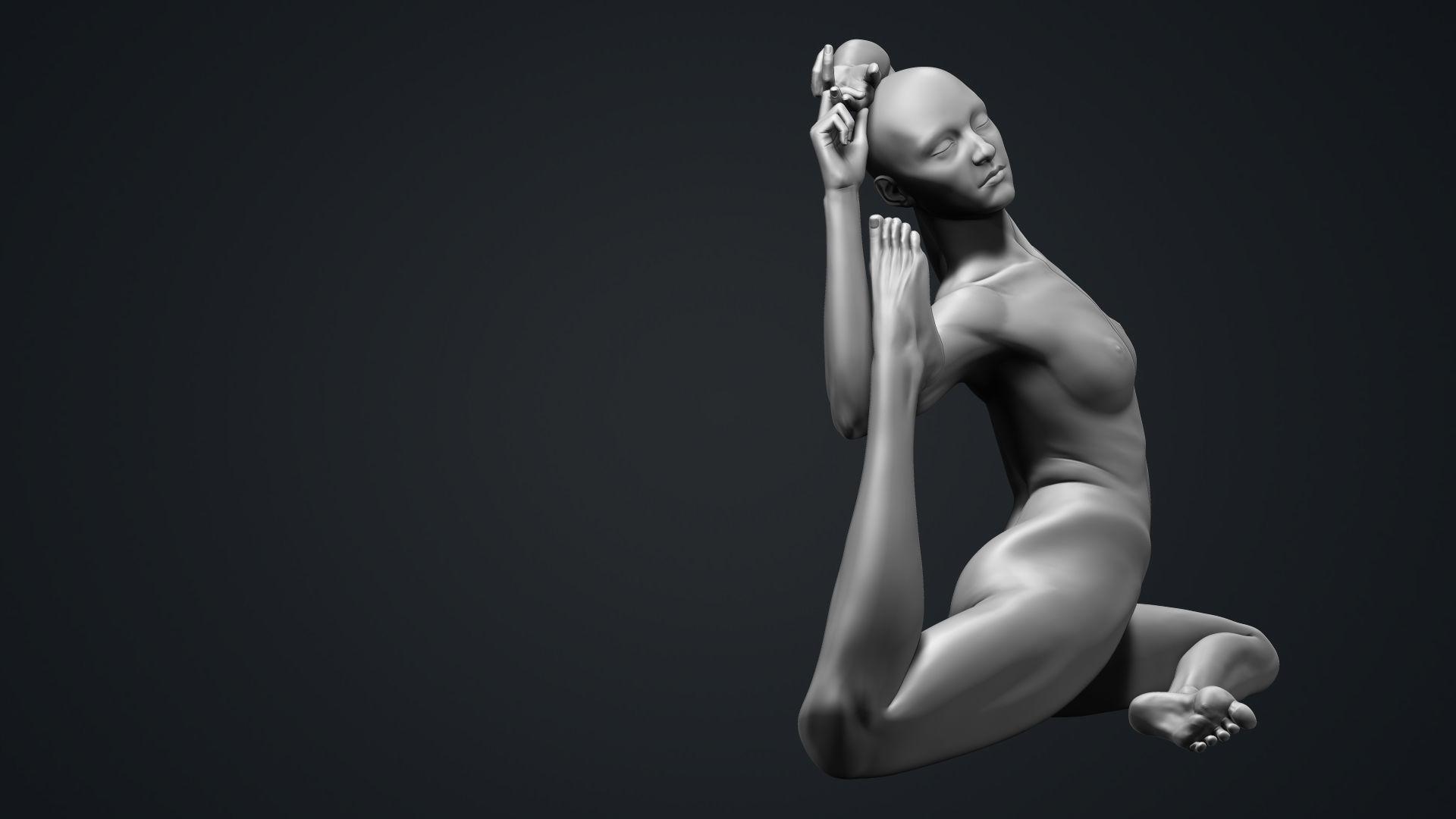 Anatomy Study Yoga Pose Mermaid 3D print model_10