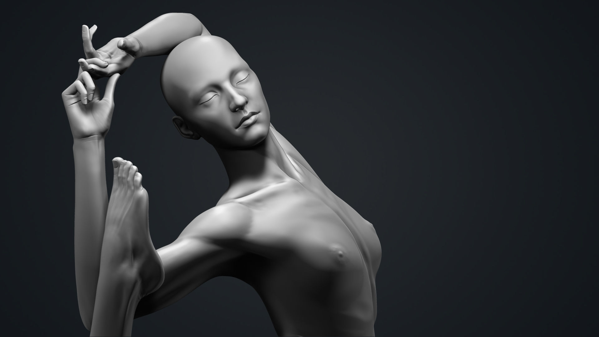 Anatomy Study Yoga Pose Mermaid 3D print model_7