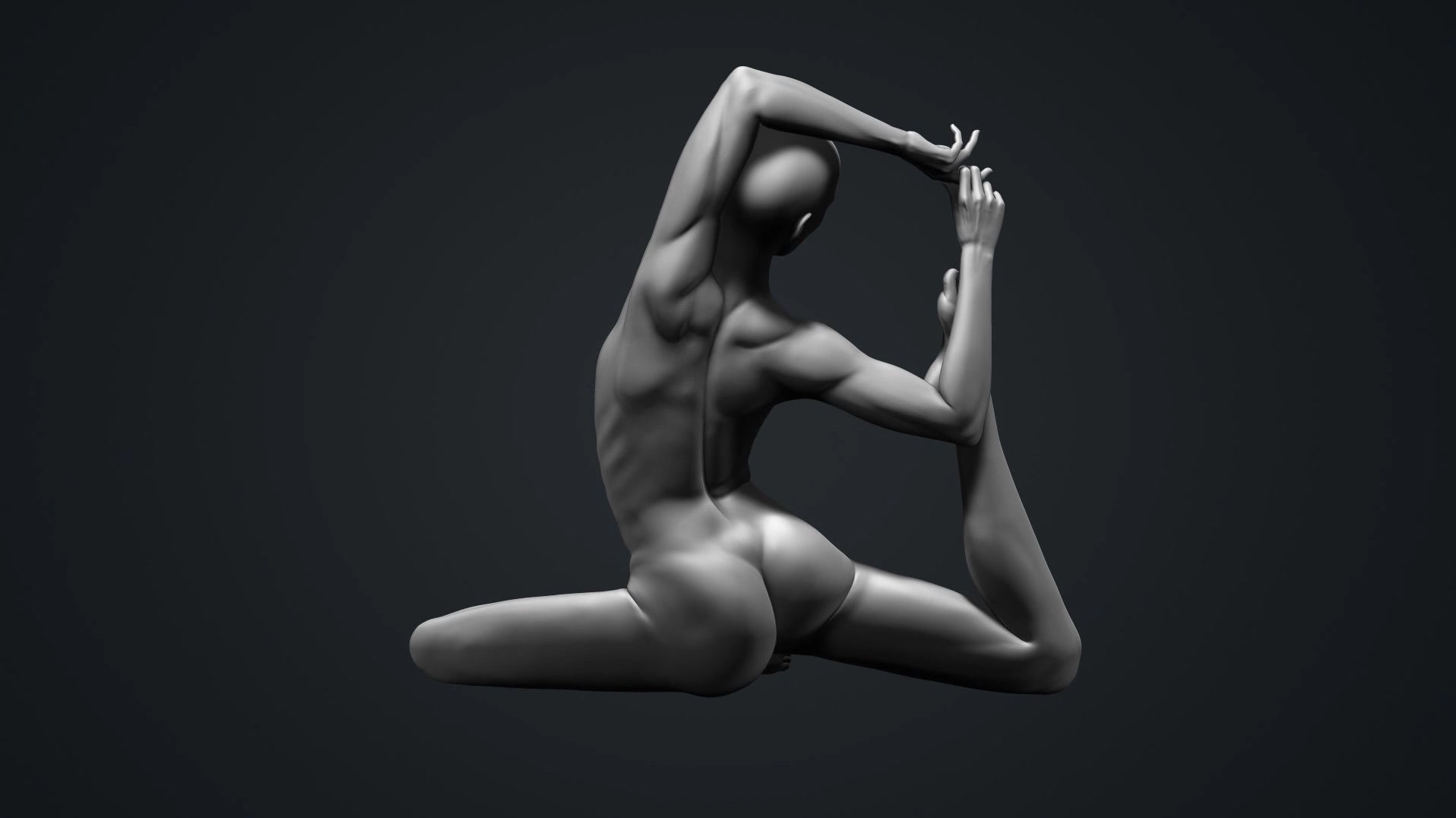 Anatomy Study Yoga Pose Mermaid 3D print model_2
