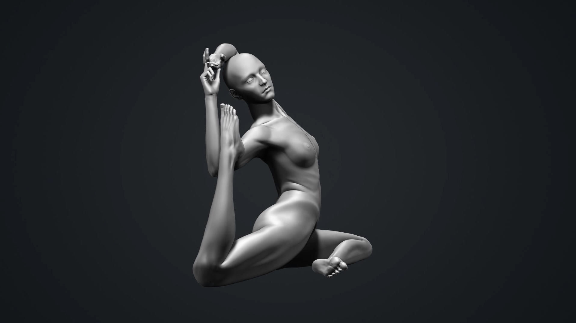 Anatomy Study Yoga Pose Mermaid 3D print model_3