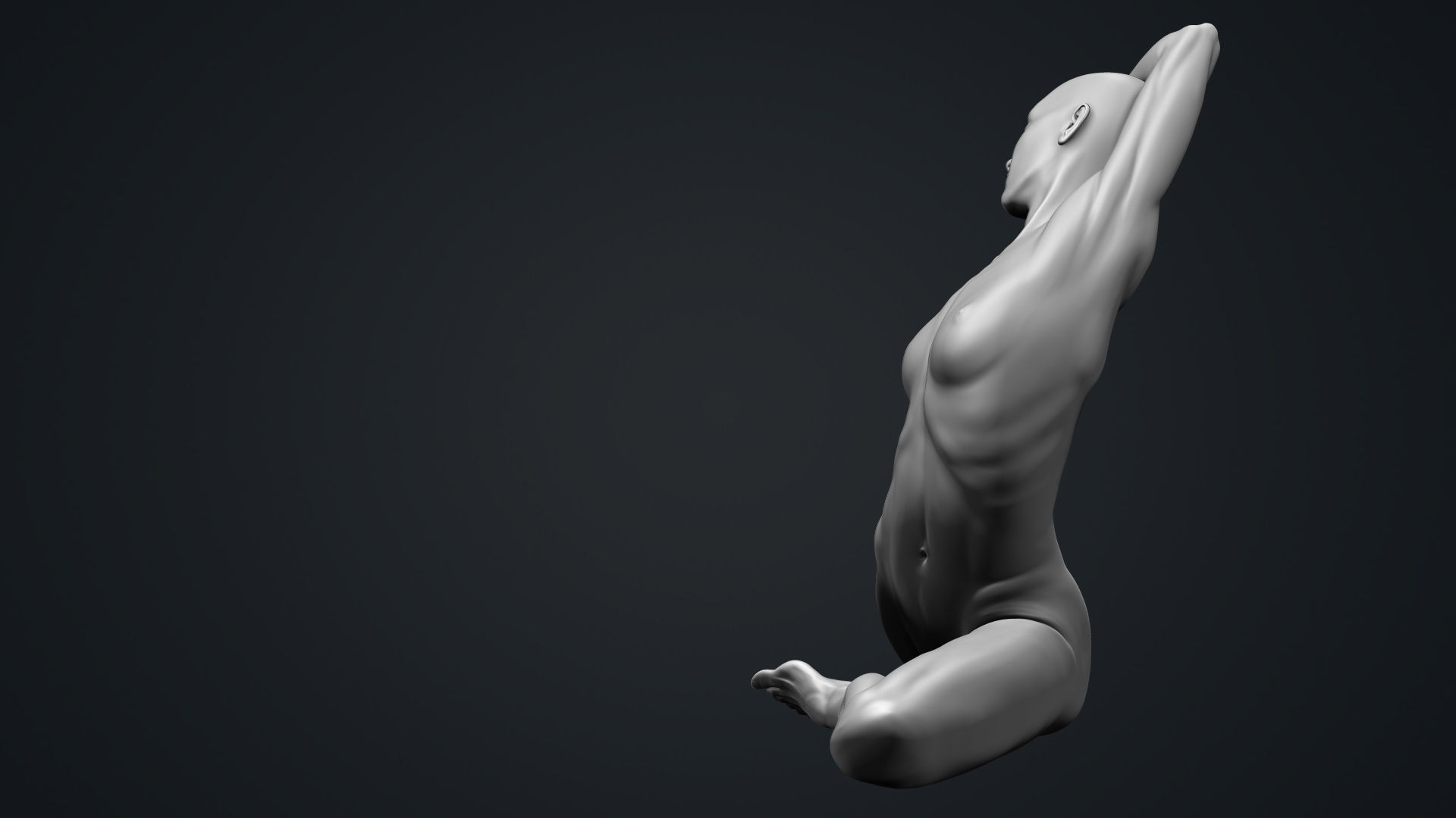 Anatomy Study Yoga Pose Mermaid 3D print model_9