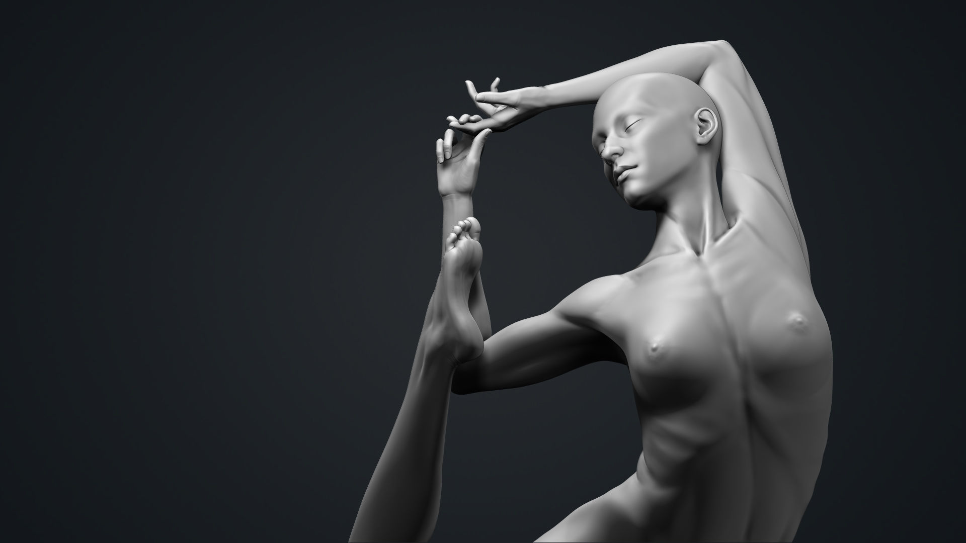 Anatomy Study Yoga Pose Mermaid 3D print model_6