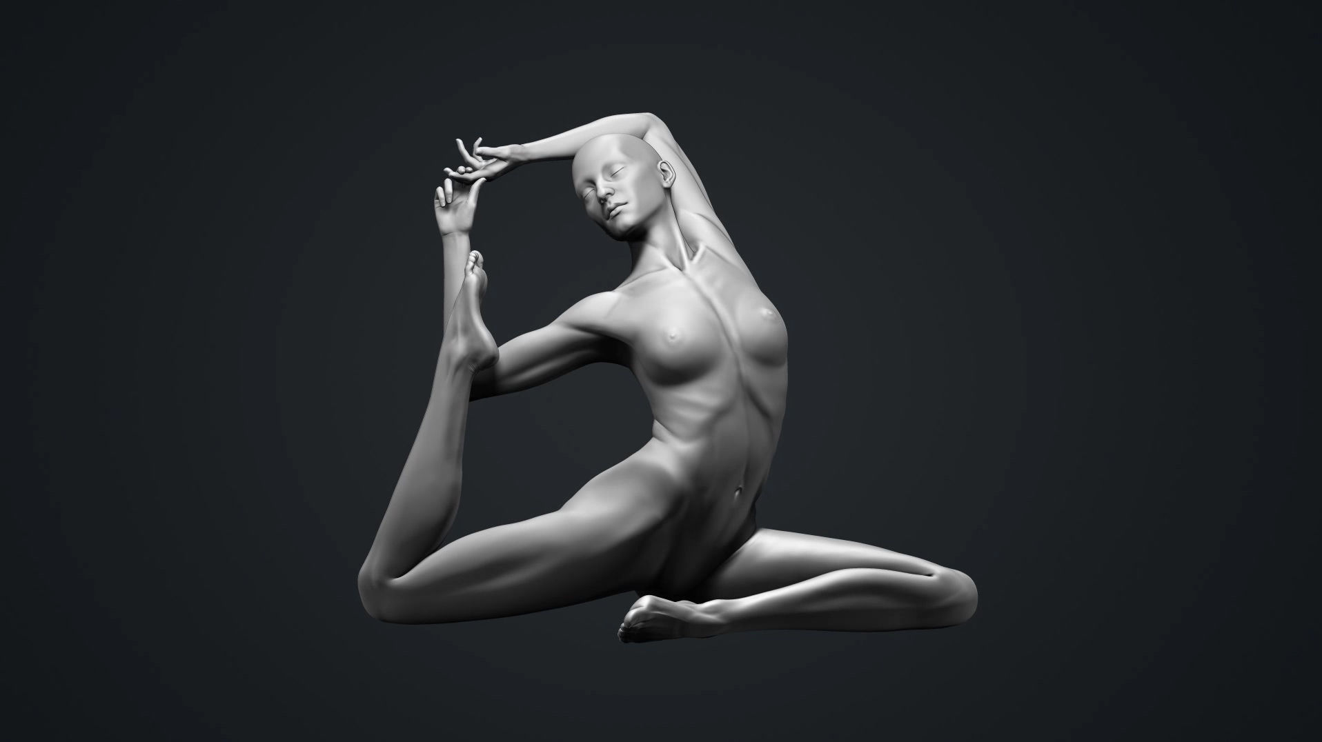 Anatomy Study Yoga Pose Mermaid 3D print model_1