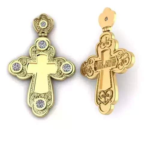 G0450 two gold cross pendants with diamonds