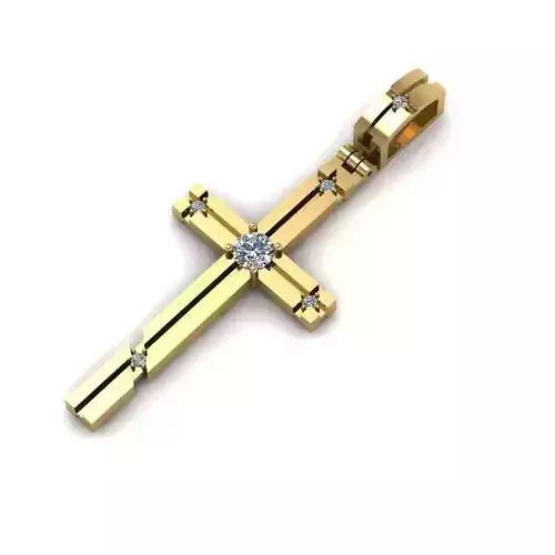 G0448 gold cross pendant with diamonds