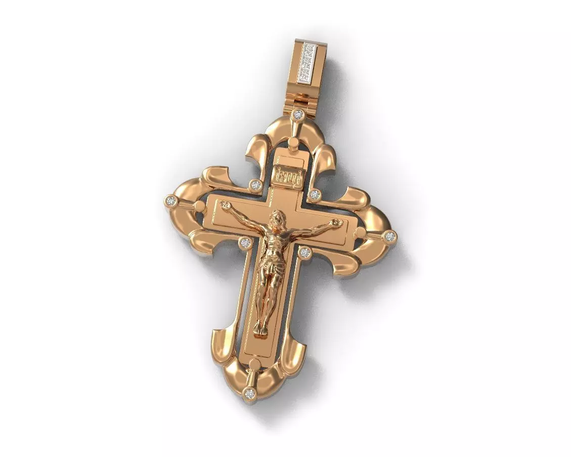 G0446 gold cross pendant 3D print model_0