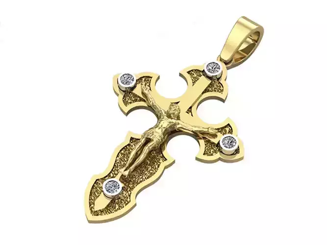 G0444 gold cross pendant with diamonds
