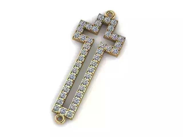 G0442 gold cross pendant with diamonds
