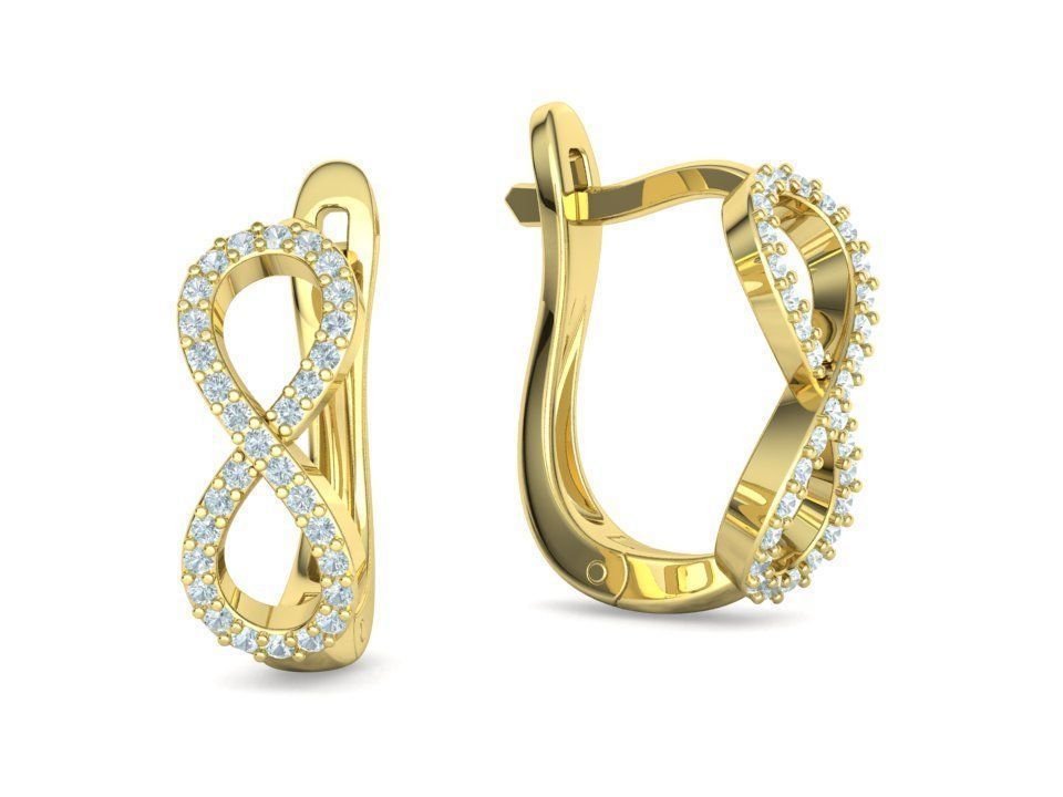 Infinity  Diamond Bespoke Jewelry Set Earrings Necklace Ring 3D Model Collection_29