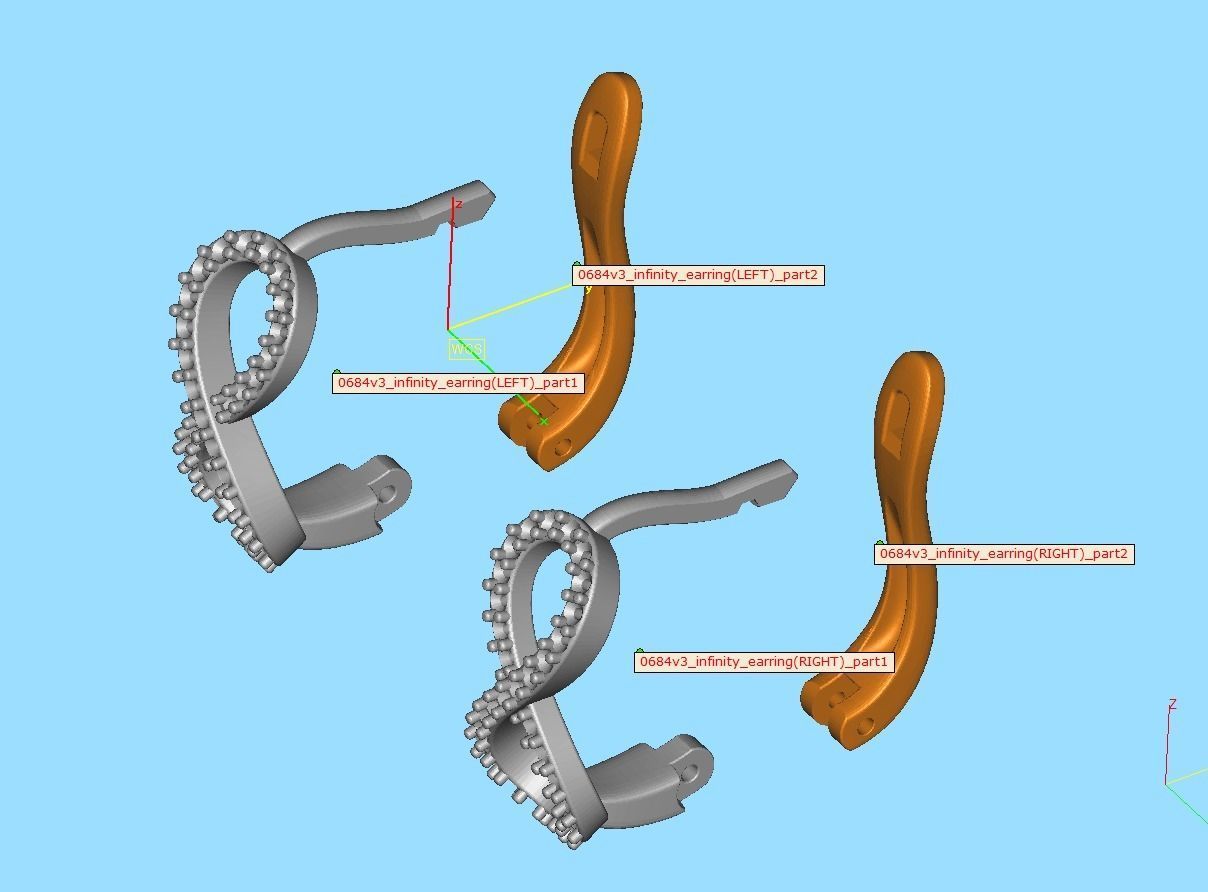 Infinity  Diamond Bespoke Jewelry Set Earrings Necklace Ring 3D Model Collection_40