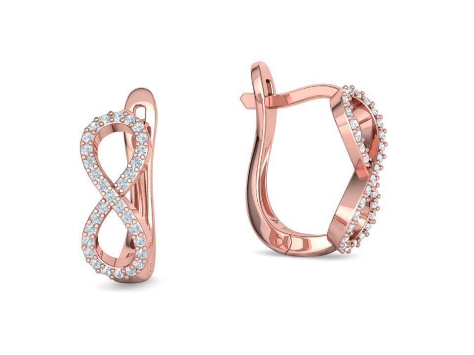 Infinity  Diamond Bespoke Jewelry Set Earrings Necklace Ring 3D Model Collection_34