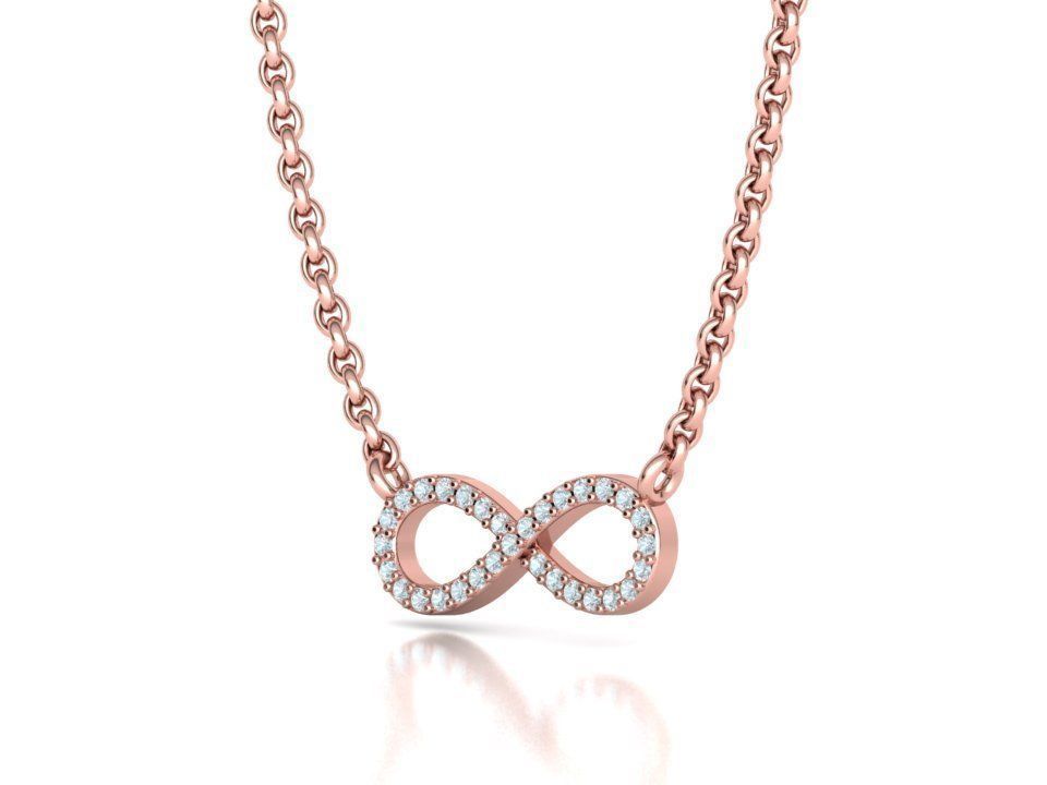 Infinity  Diamond Bespoke Jewelry Set Earrings Necklace Ring 3D Model Collection_18