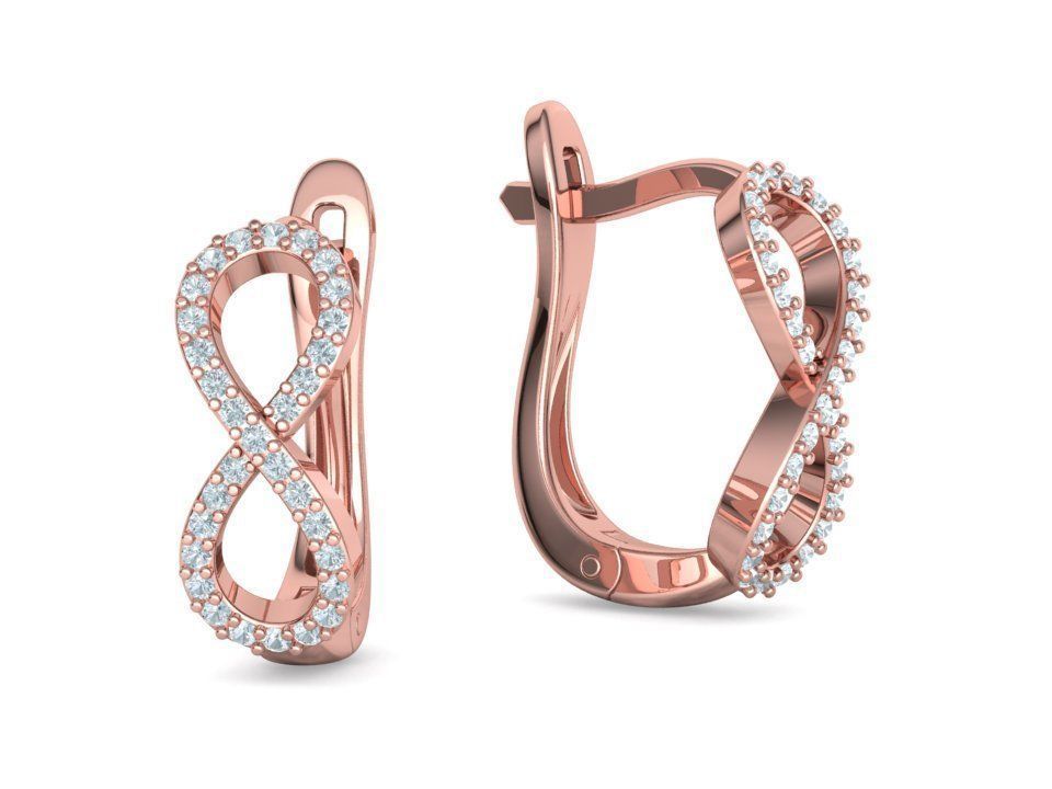 Infinity  Diamond Bespoke Jewelry Set Earrings Necklace Ring 3D Model Collection_28