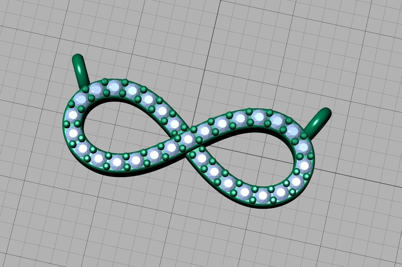 Infinity  Diamond Bespoke Jewelry Set Earrings Necklace Ring 3D Model Collection_25