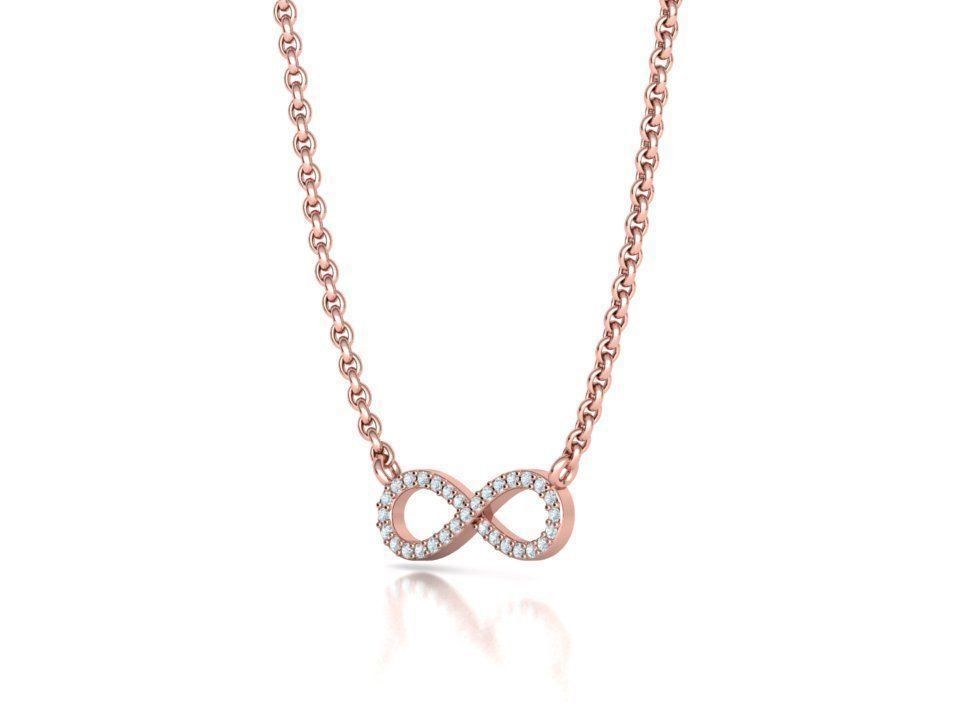 Infinity  Diamond Bespoke Jewelry Set Earrings Necklace Ring 3D Model Collection_14