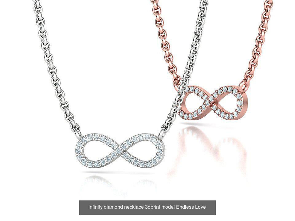 Infinity  Diamond Bespoke Jewelry Set Earrings Necklace Ring 3D Model Collection_7