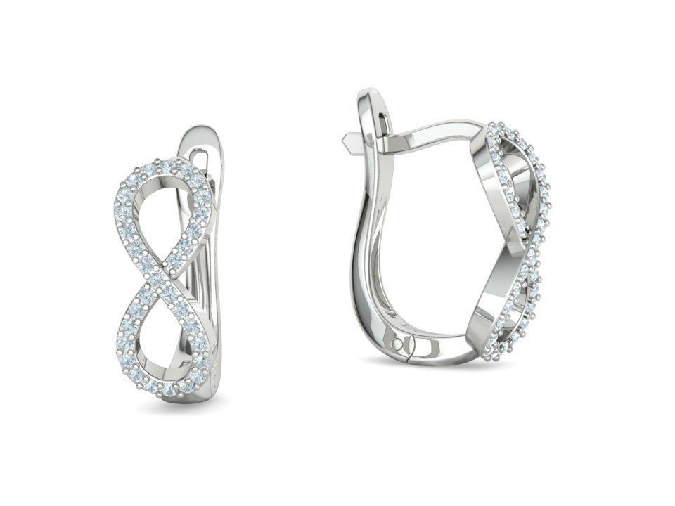 Infinity  Diamond Bespoke Jewelry Set Earrings Necklace Ring 3D Model Collection_36