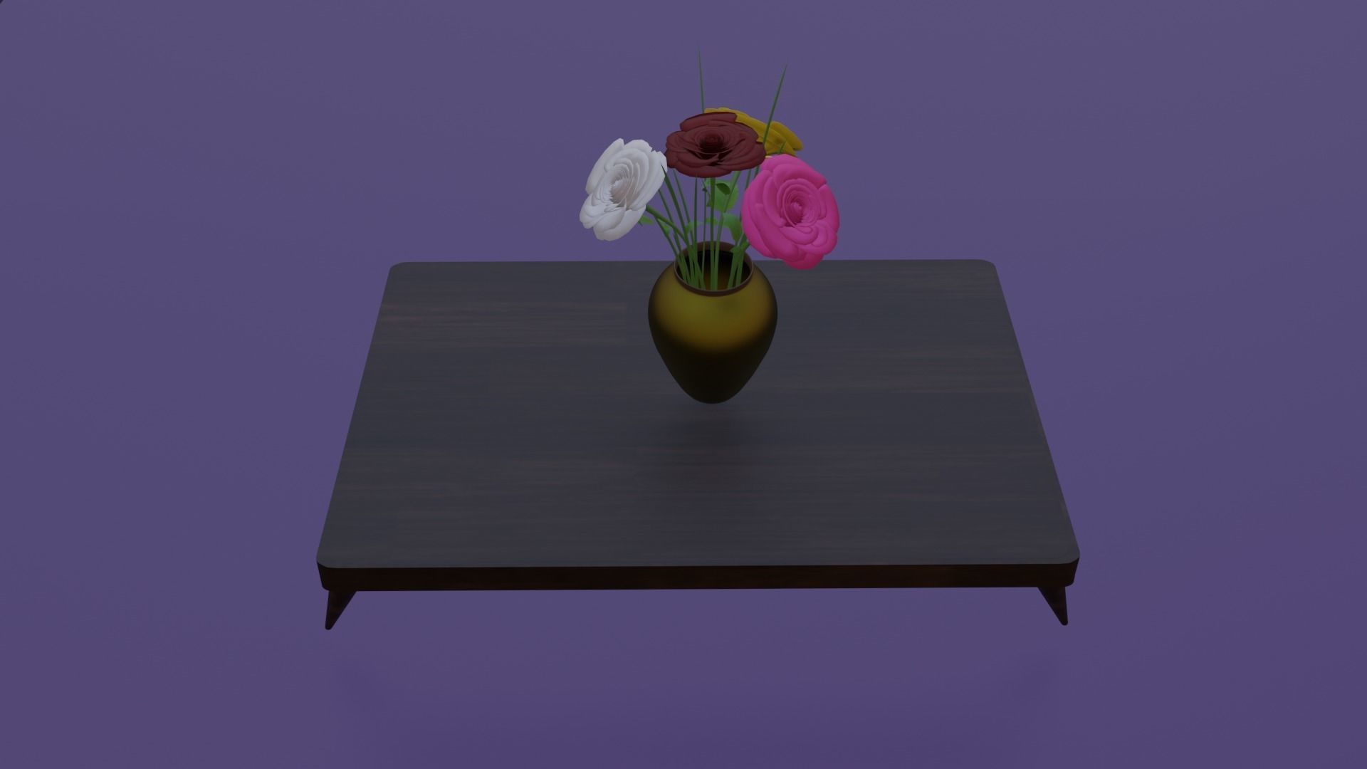 Roses table with flowers 3D print model_1