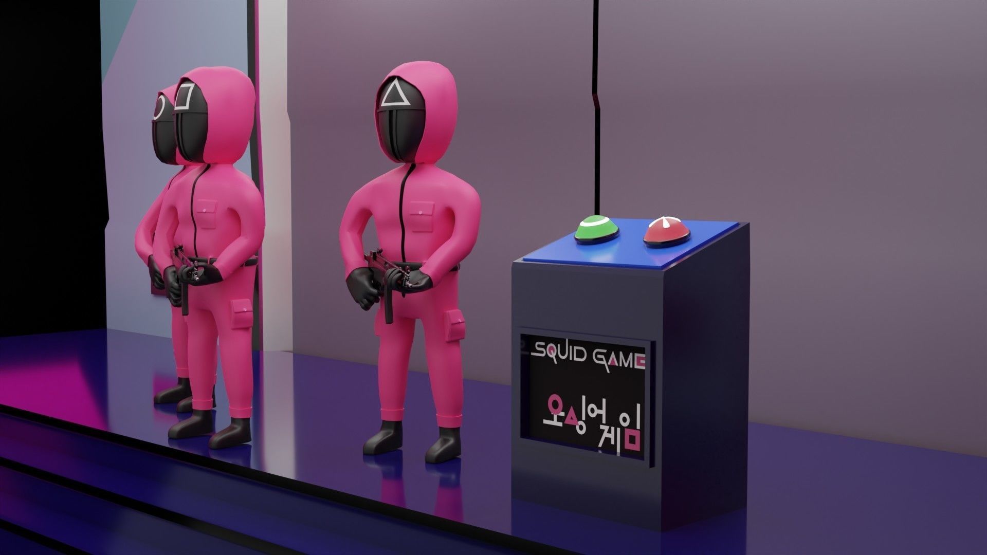 Squid Game Pink Soldiers Low-poly 3D model_3