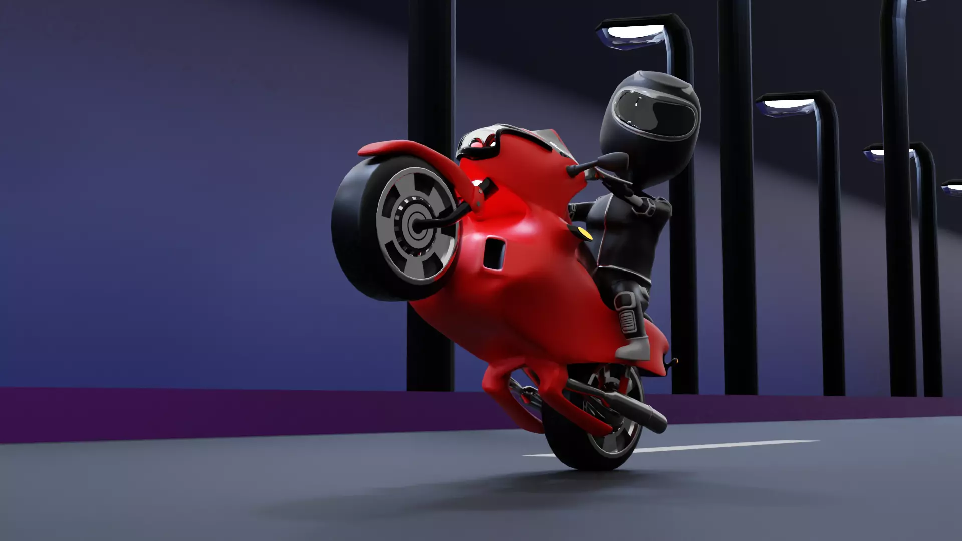 Chibi Biker Low-poly 3D model