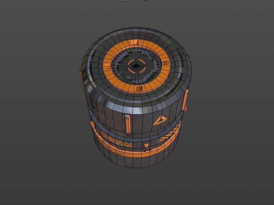 Sci-Fi Barrel - container Low-poly 3D model_14