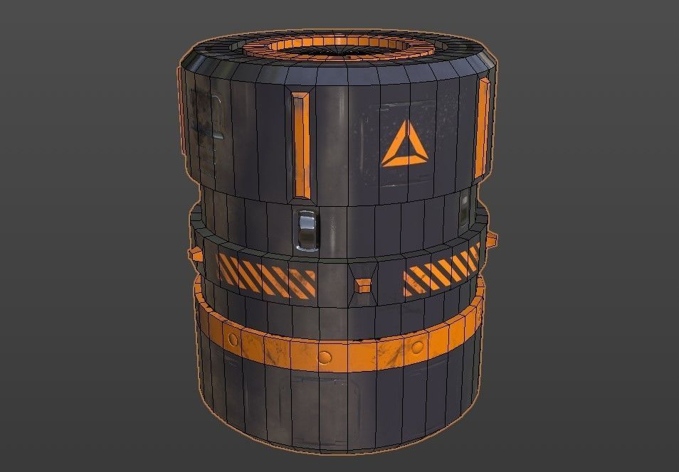 Sci-Fi Barrel - container Low-poly 3D model_15