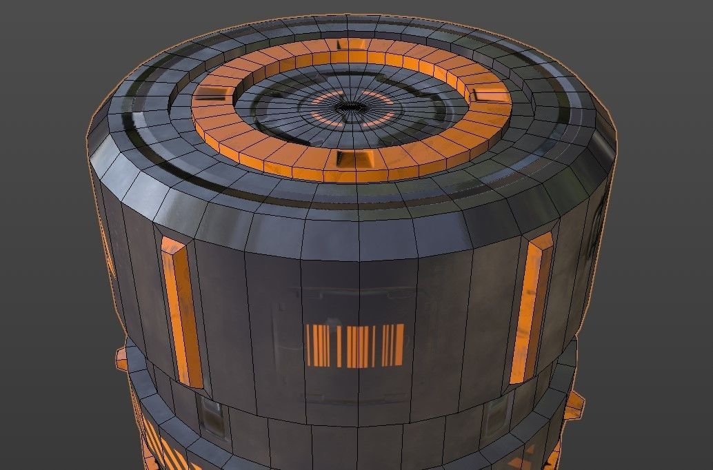 Sci-Fi Barrel - container Low-poly 3D model_17