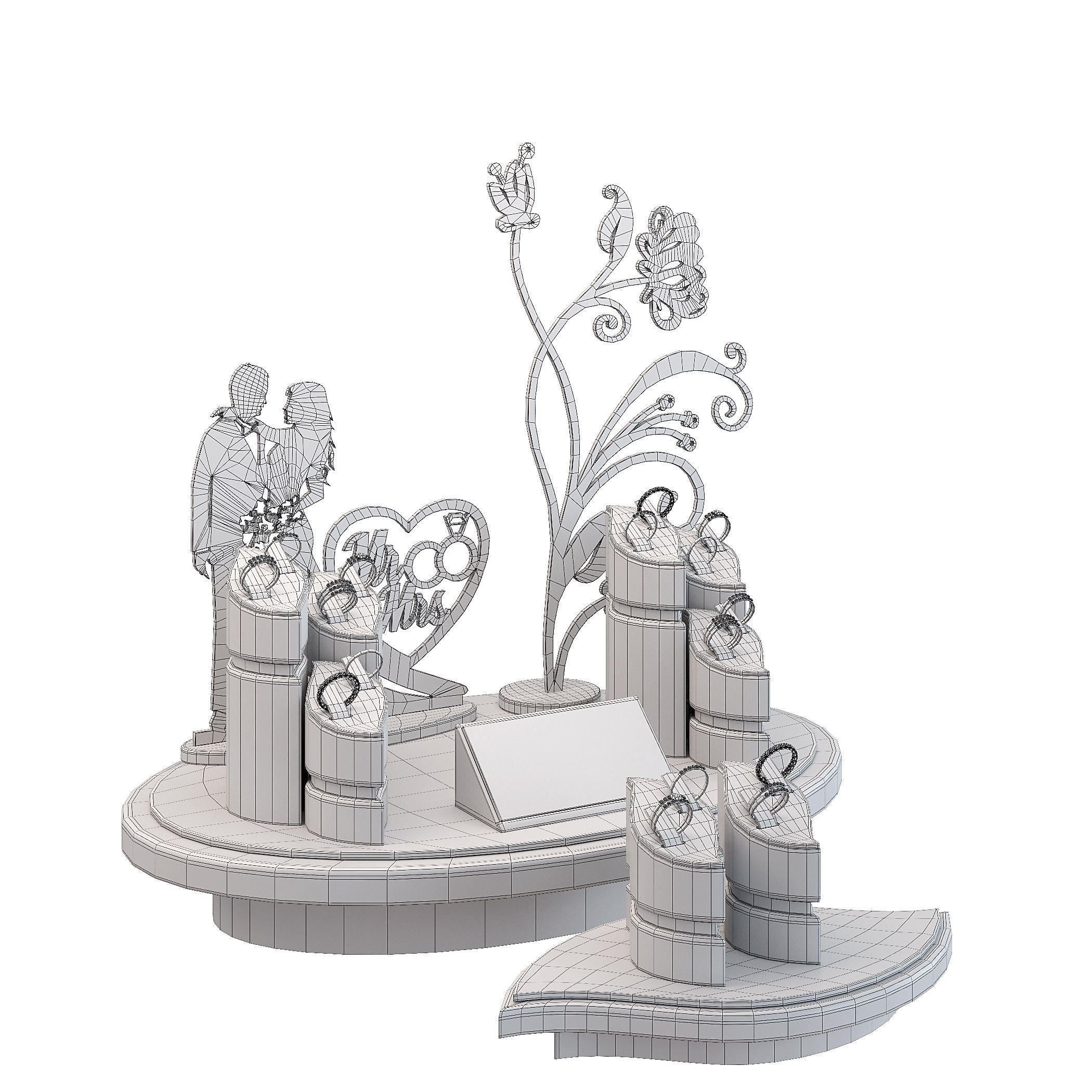 Stylish jewelry showcase 3D model_4
