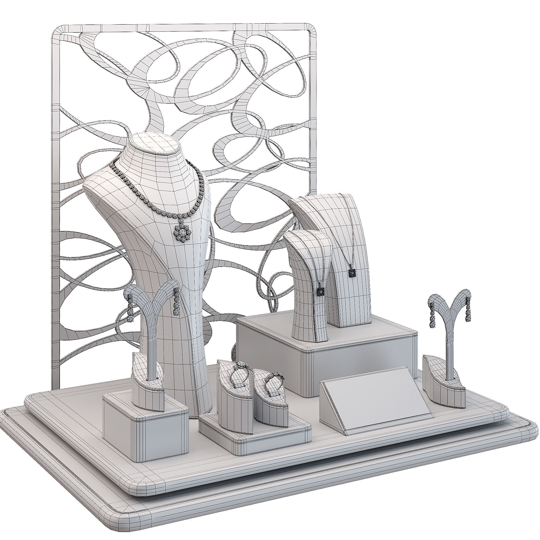 Stylish jewelry showcase 3D model_6