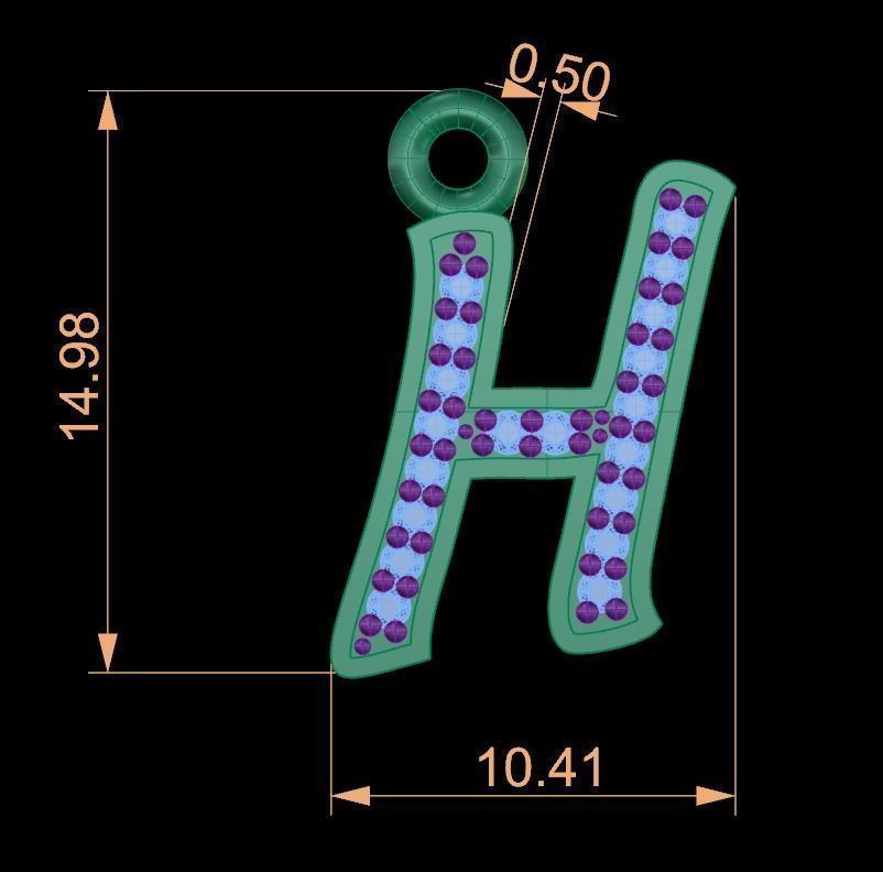 H Letter Aplhabet Pendant 3D print model