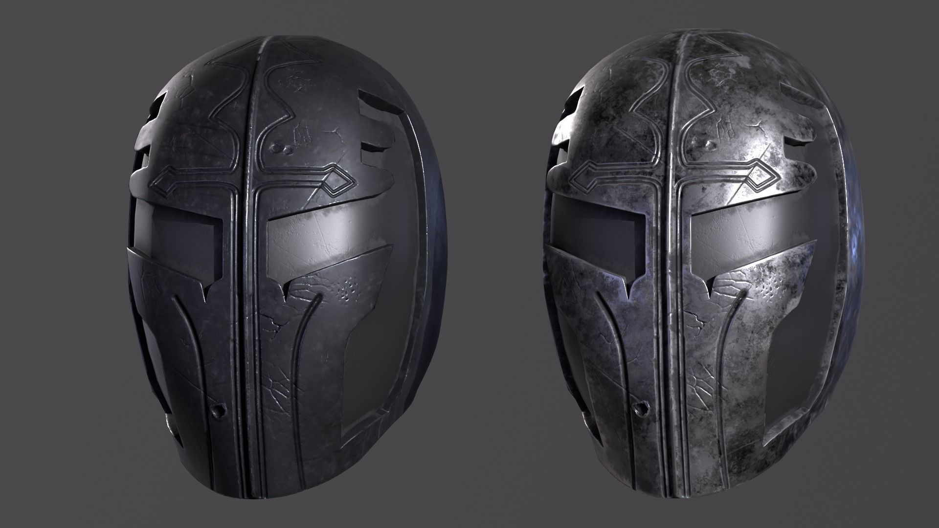 Metal Helmet Low-poly Gameready Realistic PBR model Low-poly 3D model_3