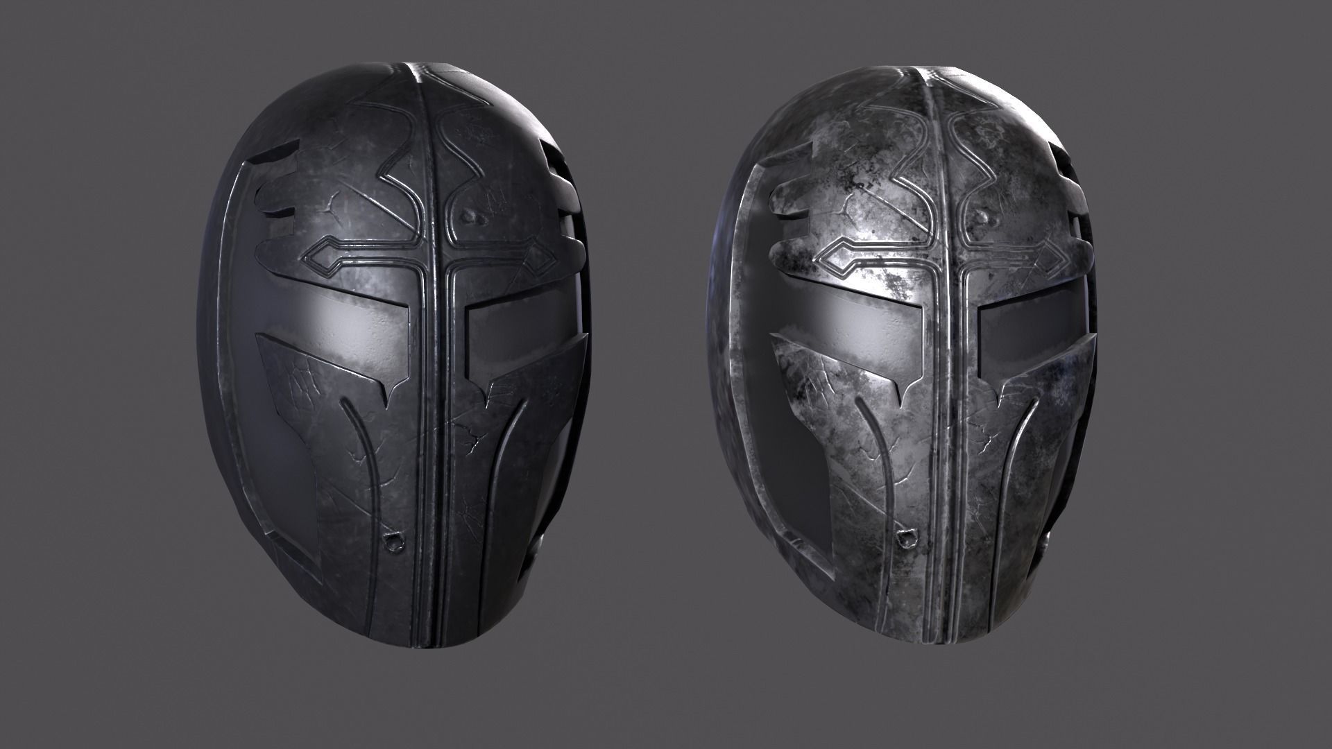 Metal Helmet Low-poly Gameready Realistic PBR model Low-poly 3D model_4