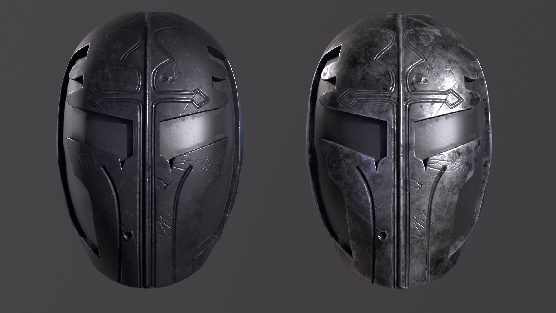 Metal Helmet Low-poly Gameready Realistic PBR model Low-poly 3D model_2